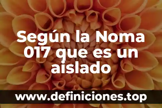 Según la Noma 017 que es un aislado