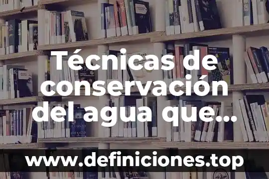 Técnicas de conservación del agua que es