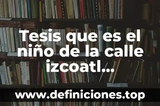 Tesis que es el niño de la calle izcoatl xelhuantzi