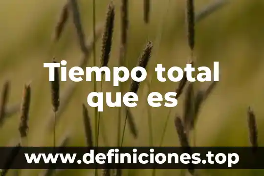 Que es el tiempo y como administrarlo 7 Tiempo total que es