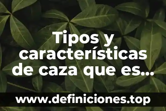 Tipos y características de caza que es la caza