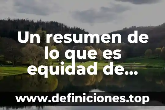Que es correcto igualdad o equidad de genero 8 Un resumen de lo que es equidad de género