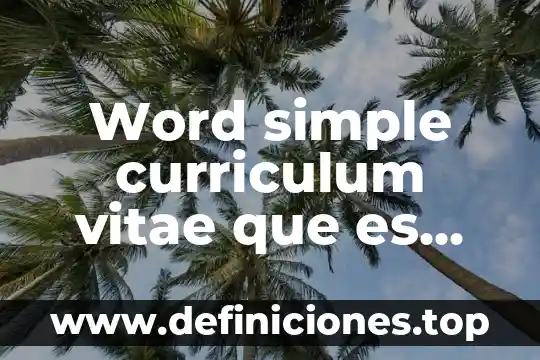 Qué es una tarjeta de curriculum digital 8 Word simple curriculum vitae que es pc-000