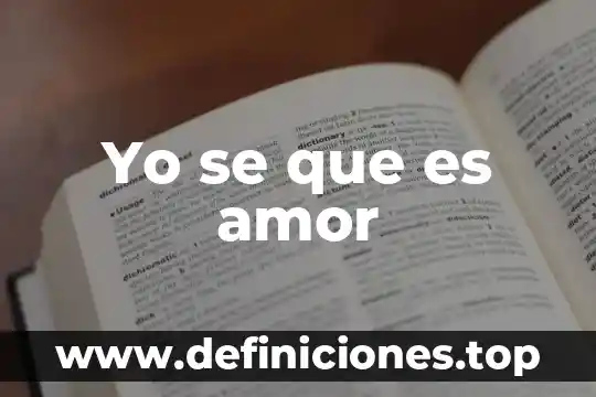 Yo se que es amor