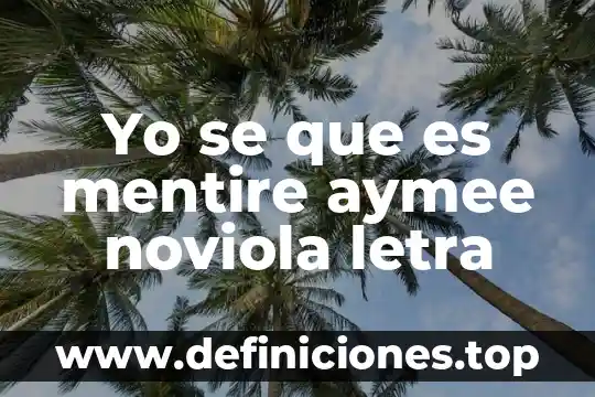 Yo se que es mentire aymee noviola letra